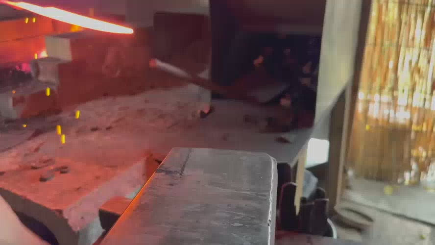 Different short scenes of how Asano Blacksmith creates the kitchen knifes in the workshop
